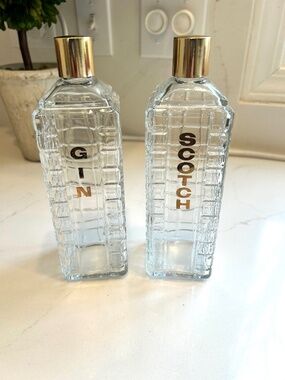 Karoff Vintage Liquor Decanters Bottles for Gin Scotch 1970's Barware